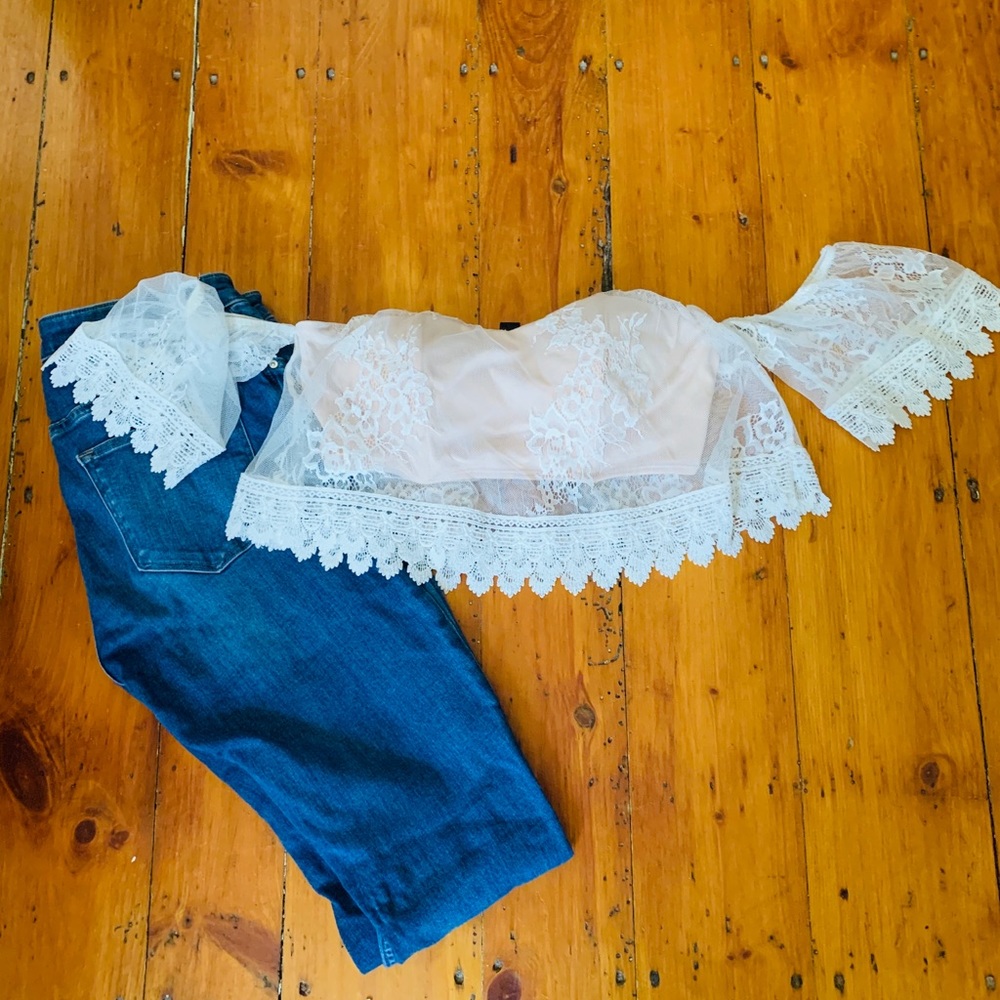 White lace crop top!